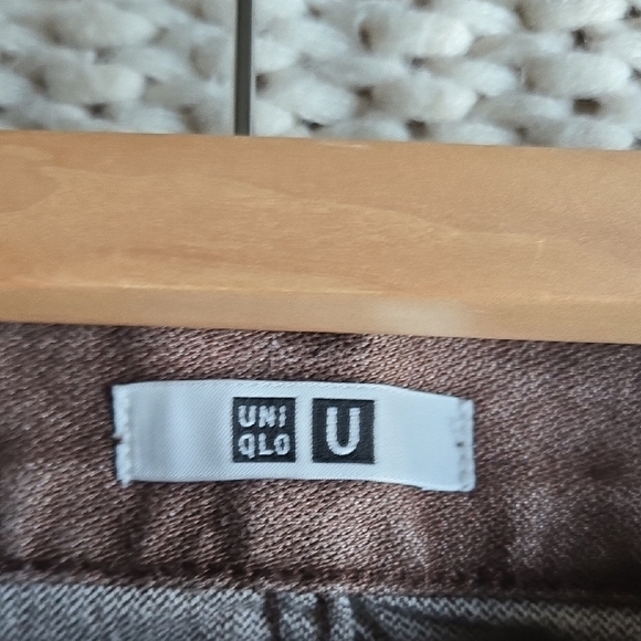 Uniqlo U Chocolate Brown Denim, Size 26, Cut Off At The Bottom, GUC - Picture 2 of 6